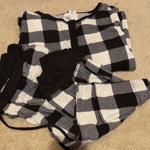 Plaid Black and White Women's Pajama Set
